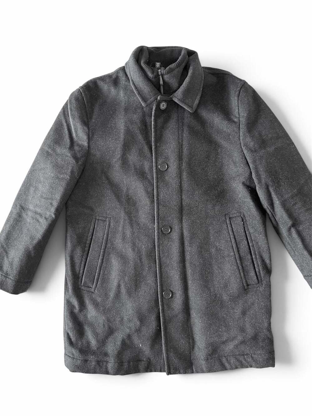 Kenneth Cole Reaction Wool Blend Car Coat Size M Charcoal